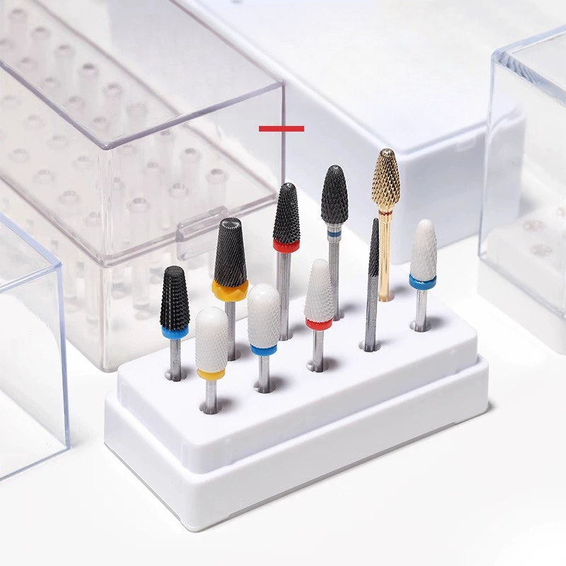 Transparent 48holes Nail Drill Bits Storage Box Empty Clear Box Nail Drill Display Stand Manicure Accessoy Tools