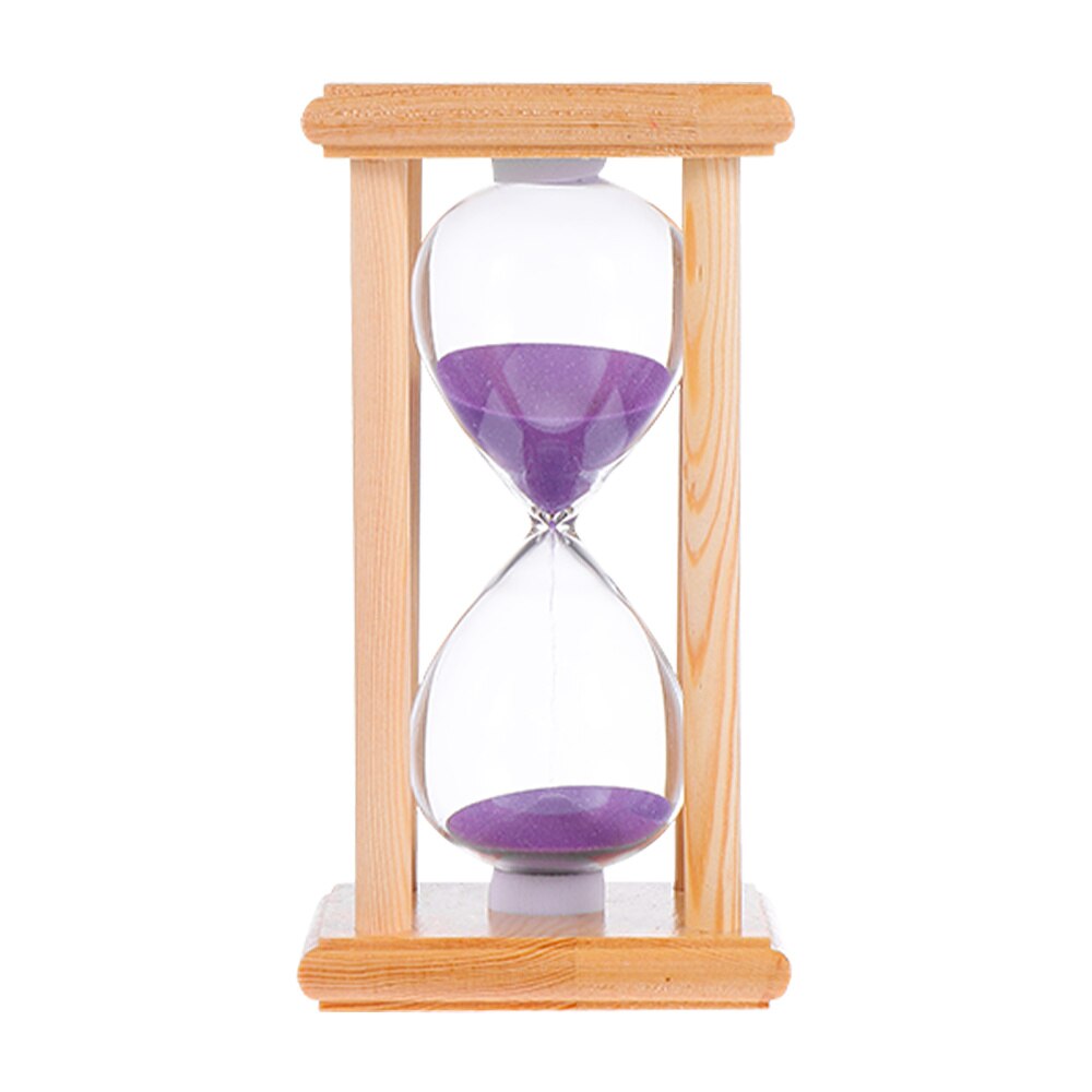 Wooden Frame Hourglass Glass Transparent Glass Sandglass Restaurant Accessories: Purple