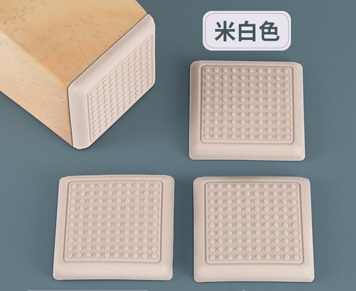 8pcs Silicone Furnirure Covers Protectors Plugs Legs Feet Square Round Shape Beige Table Carbinet Coach Sofa Leg Home Accessory