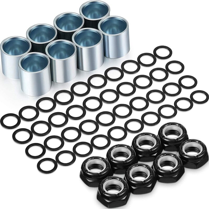 56 Pieces Skateboard Truck Hardware Kit Includes Spacers, Axle Nuts and Speed Rings for Skateboard and Longboard: Default Title