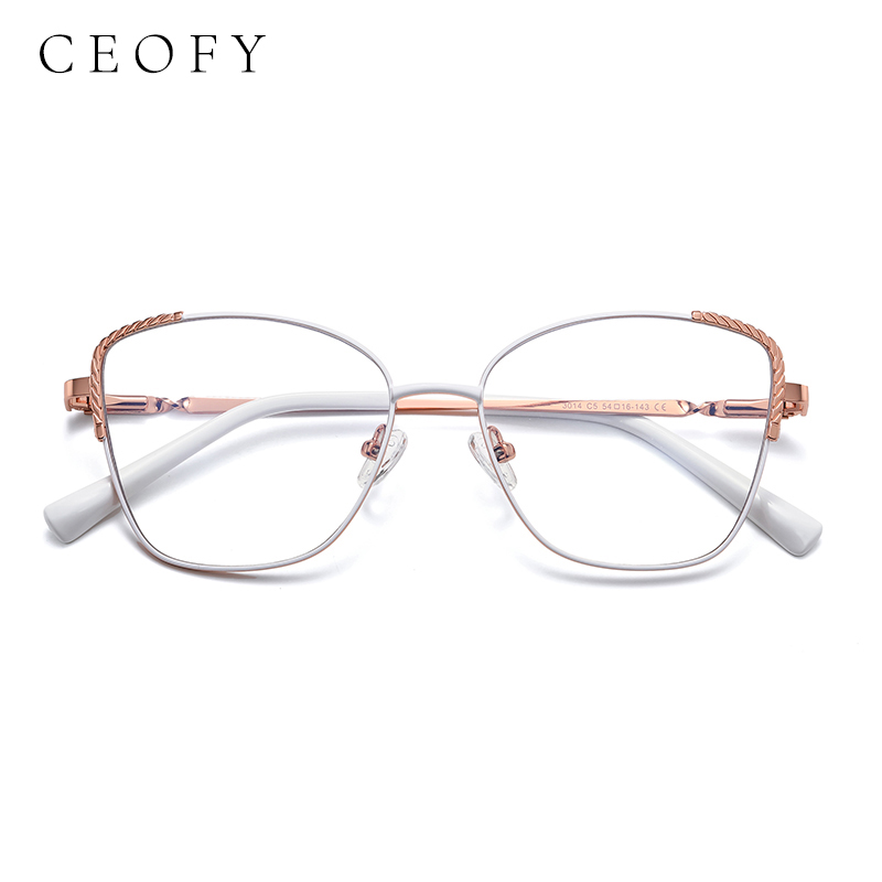 Ceofy Women Eyeglasses Frame Stylish Cat Eye Myopia Optical Vintage Brand Prescription Glasses Frame Women Eyewear 3014