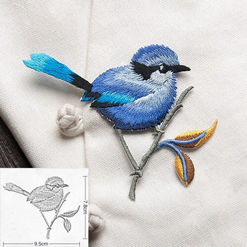 Vogel met Bloem Ijzer op Patches voor Kleding Borduren Applique DIY Hoed Jas Jurk Accessoires Kleding Sticker Strepen Badge: 08