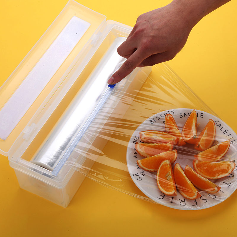 Film transparente de cocina de aluminio papel de aluminio y Film transparente de embalaje de cortador de papel de la casa de almacenamiento rollo de Film transparente caja
