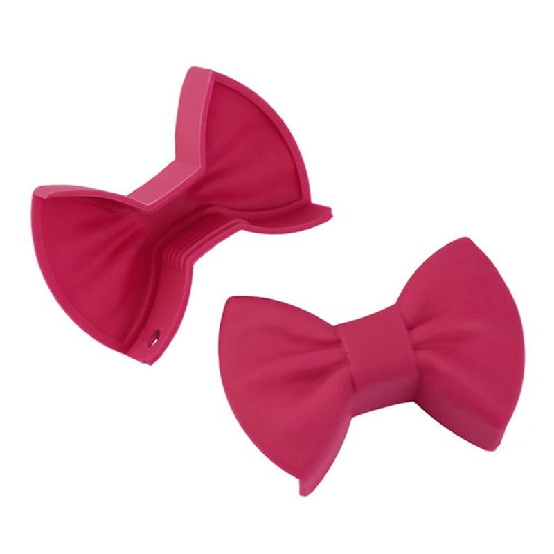Bowknot Silicone Pot Holder Oven Mitts Finger Protector Pinch Grips Heat Resistant Non-Slip Pot Holder Kitchen Cooking Baking: dark red