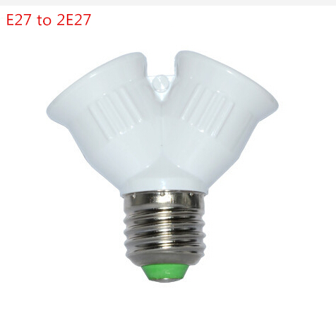 Brandwerende E27 om 2 E27 Lamphouder Converter Socket Led Lamp Base type E27 om 2E27 Splitter Adapter Voor led Lamp