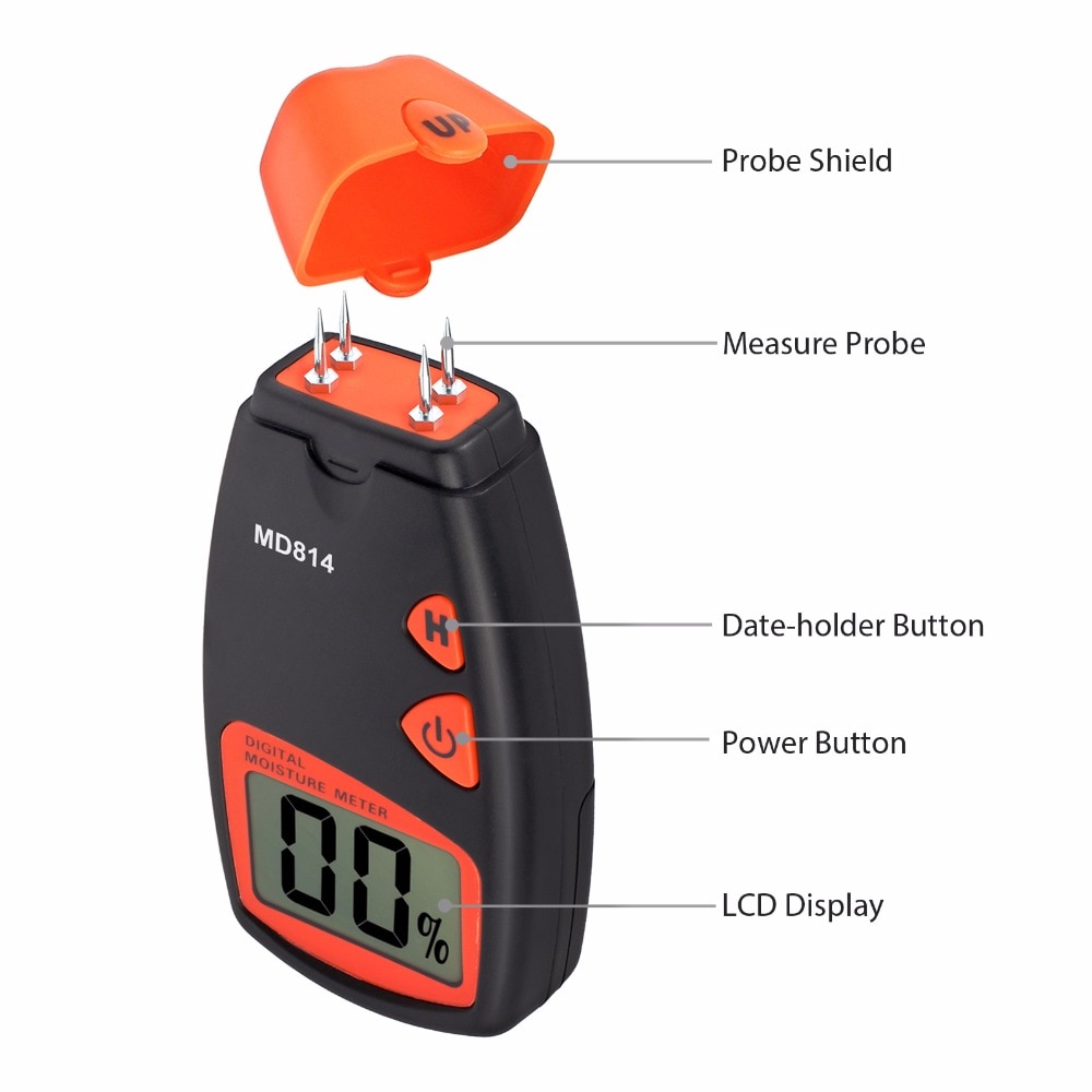 Proster-Medidor de humedad de madera, higrómetro LCD Digital para árbol, madera, yeso de pared, herramienta de medición, Detector de humedad de madera
