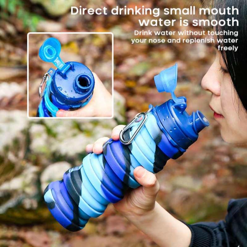 Siliconen Fles Water Opvouwbare Sport Water Flessen Outdoor Draagbare Camouflage Vouwen Cup Ecologische Camping Apparatuur