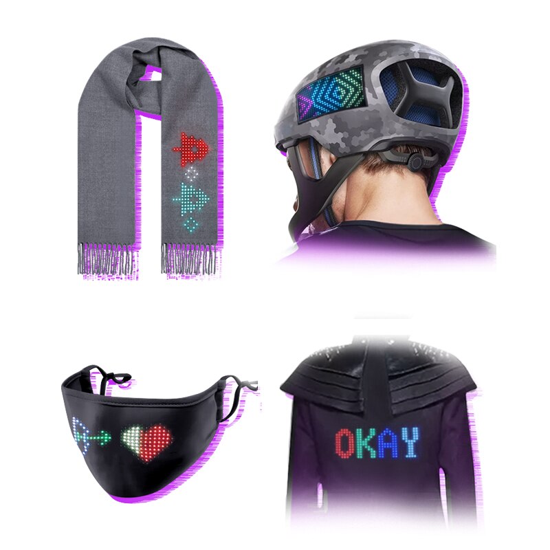 Mini Size Mobile APP Wireless Programmable Flexible LED Display Curve Decorations Cloth Hat Helmet Insert Flexible Led Screen