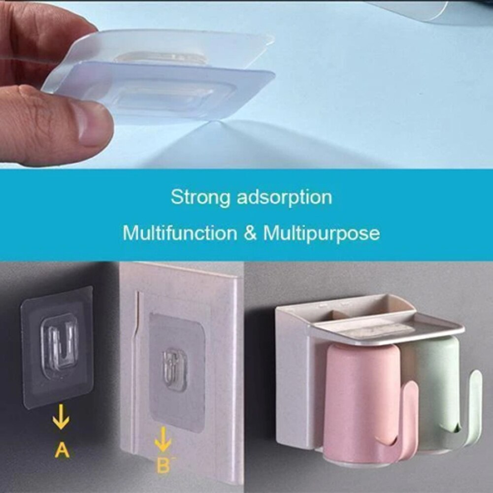 10 Pcs Double-sided Adhesive Wall Hooks Waterproof Oil proof Self Adhesive Hooks Reusable Seamless Hanging Hook Gadget