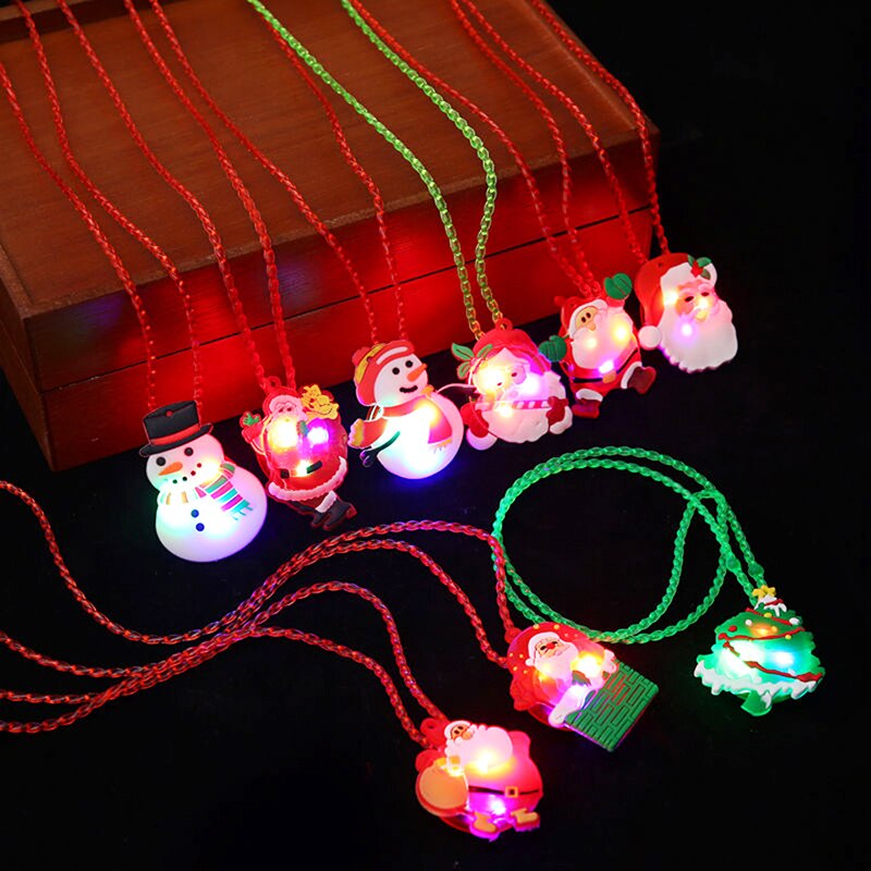 Led Lichtgevende Ketting Speelgoed Voor Meisjes Kids Cartoon Christmas Party Props Hanger Ketting Led-verlichting Gloeiende Speelgoed Kinderen