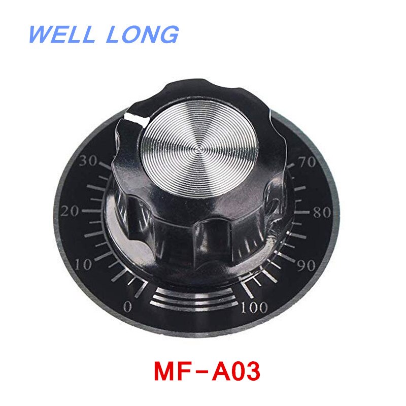 MF-A03 Potentiometers Knoppen, Digitale Wijzerplaat Schaal Plaat met MF-A03 Potentiometer Gekartelde Knoppen Cap voor Volumeregeling.