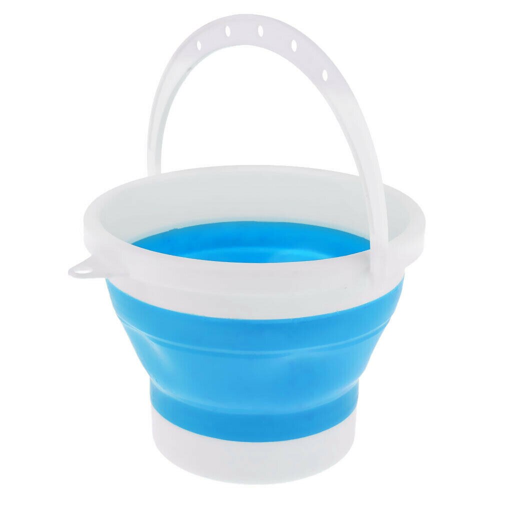 10L RV Camper Van Foldable Silicone Bucket Caravan Boat Lorry Camping Hiking Fishing Water Carrier Car Wash Bucket Accessories: Blue