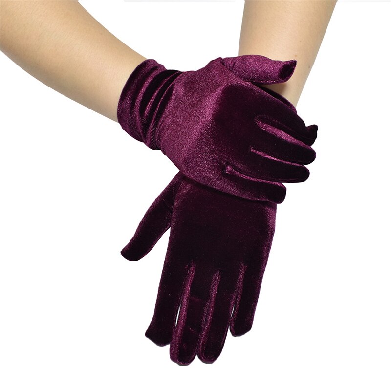 Guantes de terciopelo dorados para mujer y niña, guante cálido para dedos, coloridos, más estilos, accesorios de ropa: Color vino