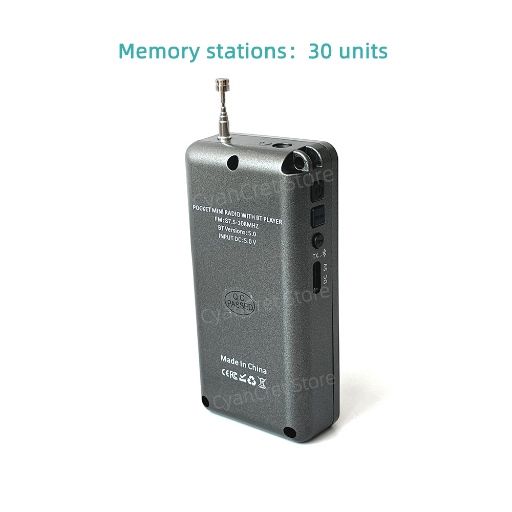 Radio FM portatile Mini ricevitore tascabile Schermo LCD stereo Supporto ad alta sensibilità Auricolari Bluetooth con antenna altoparlante