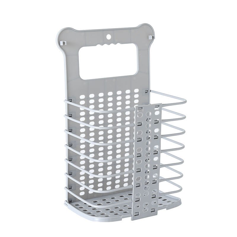 Cesta plegable para colgar la ropa sucia, estante para colgar en la pared, cesta de lavandería, barril de almacenamiento de ropa interior, novedad: L Gray