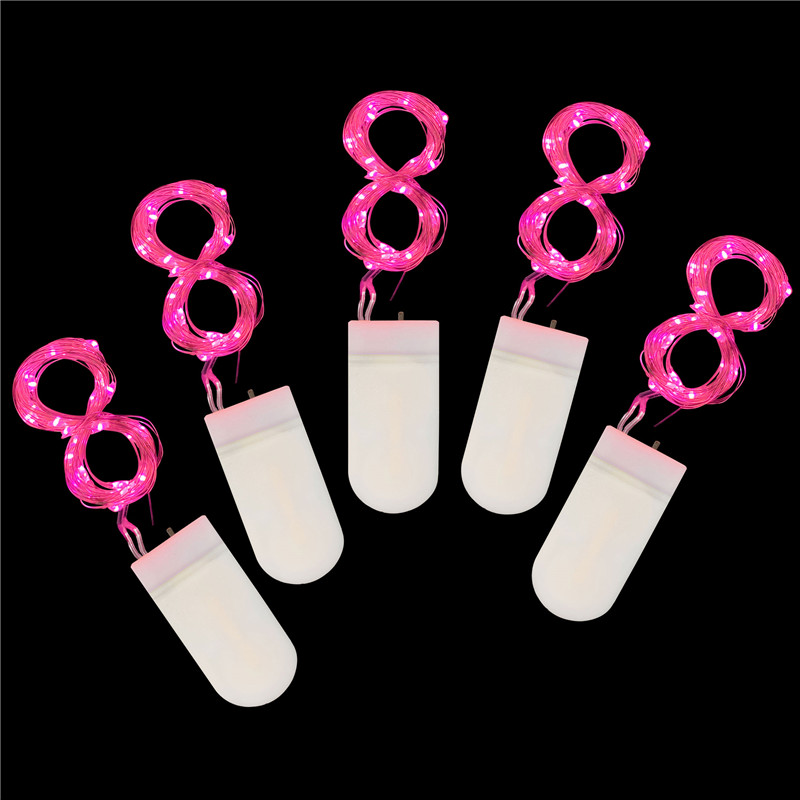 Guirnalda de luces LED de alambre de cobre para decoración de Navidad, guirnalda de luces de hadas para vacaciones, árbol, de boda, Navidad, , 10 Uds., 5 uds.: Pink / 5pcs 2m 20leds