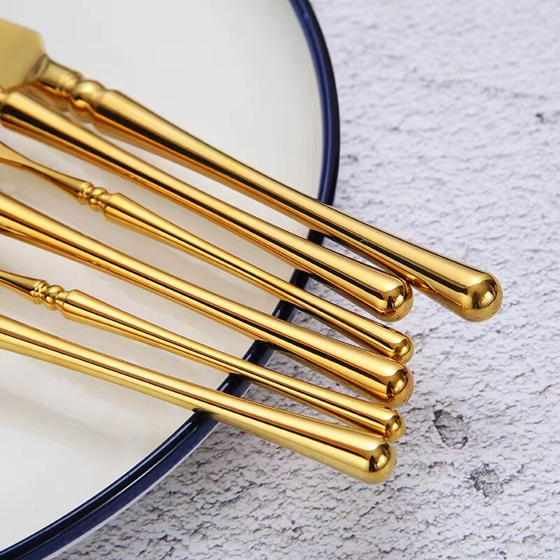 Gold Cutlery Set Forks Spoons Knives Tableware Chopstick Spoon Knife ForkStainless Steel Dinnerware