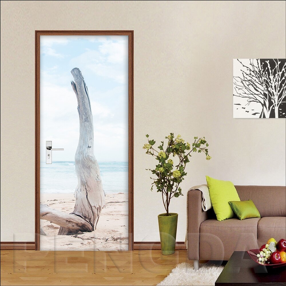3d tryck klistermärke konstverk segelbåt havsutsikt bild självhäftande dekal heminredning vattentätt papper vardagsrumsdörr affisch: Dörr xjnn 5789-04 / 77 x 200cm