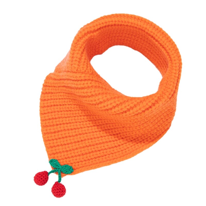 Kinderen baby winter gebreide driehoek sjaal cartoon kers snoepkleur halsdoek omslagdoek dikke gehaakte nekwarmer sjaal: Oranje