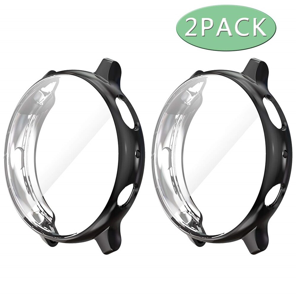 Tpu-hoesje voor galaxy watch active 2, 44mm hoesjes, schermbeschermer, antikras, zachte beschermbumper voor samsung active 2, 40mm hoesje: Zwart en zwart / Actief 2 44mm