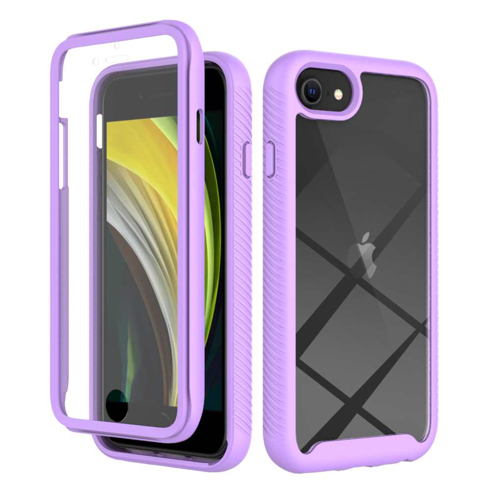 Fit Iphone 6 6S Schokbestendig Clear Case Ingebouwde Screenprotector Full Body Robuuste Verdediger Cover Voor Iphone 7/8 Se2 Se3 Hoesjes: Paars