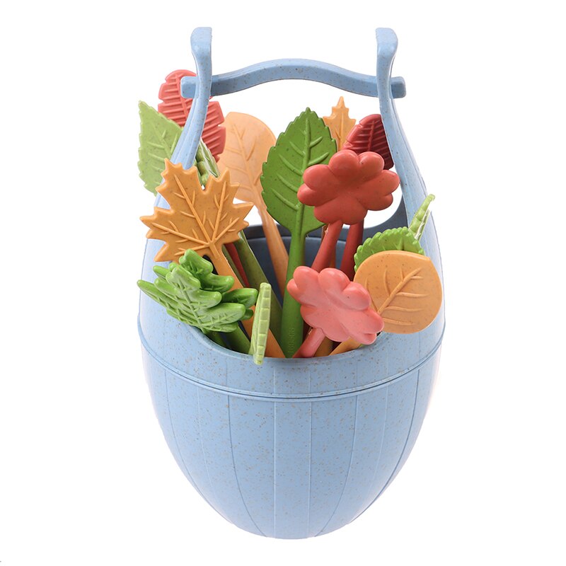 16 sztuk widelec robić owoców owoce wykałaczka obiad deser ciasto wybierać dla dzieci dekoracje na domowe przyjęcie beczki liści: niebieski