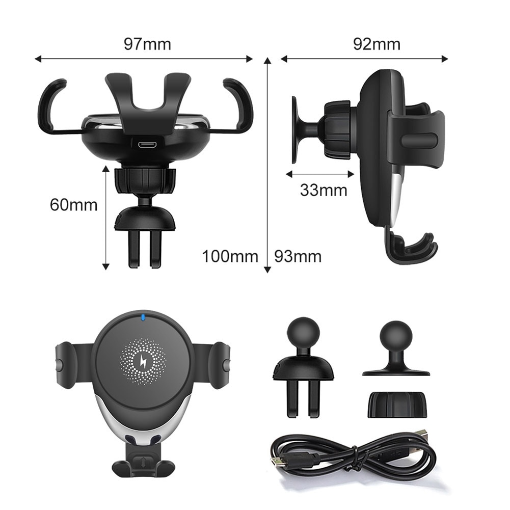 15W Draadloze Oplader Auto Mount Voor Air Vent Mount Auto Telefoon Houder Intelligente Infrarood Snelle Draadloze Opladen Lader