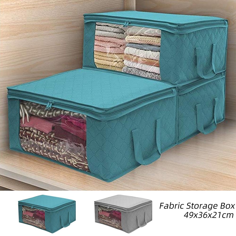 Caja de almacenamiento plegable de tela no tejida, estuche de recogida de ropa sucia con cremallera para juguetes, caja de almacenamiento de colcha, organizador con ventana transparente