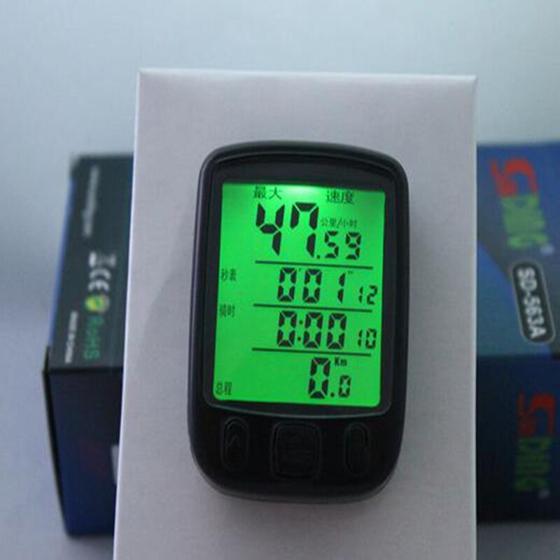Bicycle computer with 24 functions Backlit LED screen SD-563A Code meter Mountain bike speedometer odometer English version