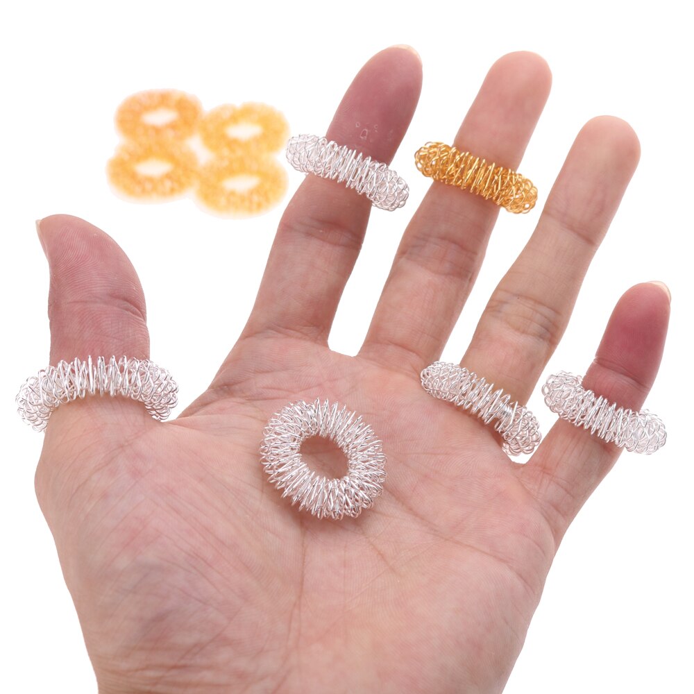 10pcs Finger Stress Relief Fidget Ring Spiky Sensory Fidgit Toy For Autism ADHD Anxiety Quiet Spring Message Tactile Ring