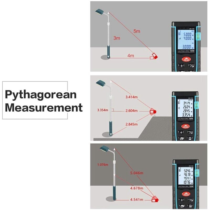 Afstand Meten Meter Infrarood Heerser Meetlint Met Bubble Gebied/Volume Diastimeter Apparaat Tester Tool 0.05-100M