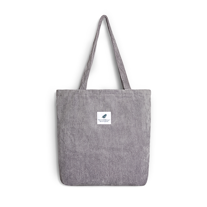 Women Corduroy Shopping Bag Female Canvas Cloth Shoulder Bag Environmental Storage Handbag Reusable Foldable Eco Grocery Totes: Grey