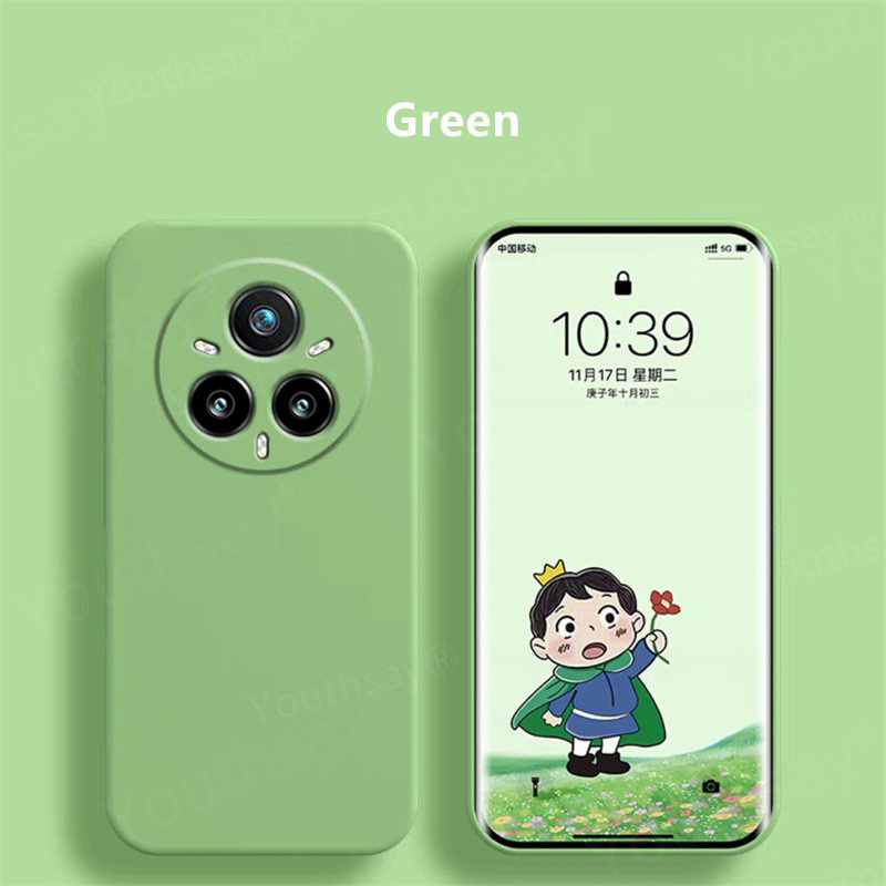Voor Realme 14 Pro Plus Case Cover Realme 14 Pro + 5G Funda Coque Zachte Originele Vloeibare Siliconen Protector telefoon Case Realme 14 Pro: green / Voor iPhone 16 Pro