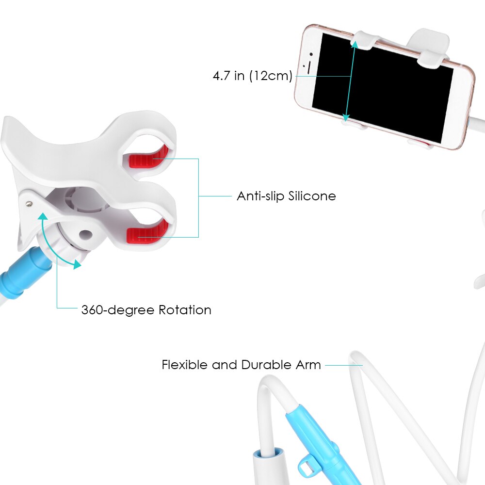 130cm telefonbeslag justerbar telefonholder svanehals skærmholder baby monitorholdere lang armklipsholder 360 rotation