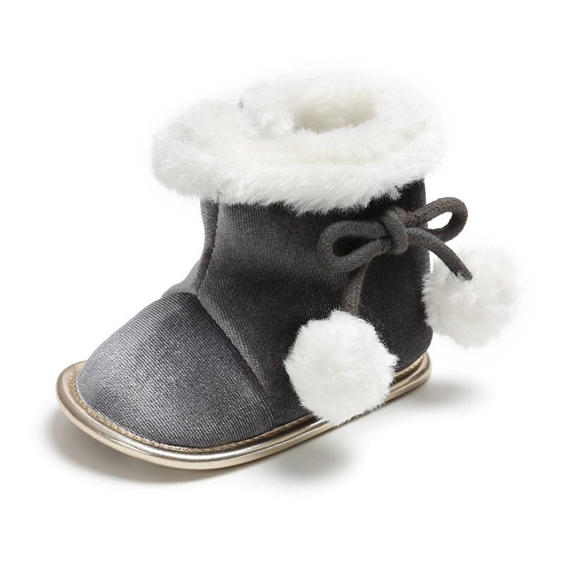 Pasgeboren Baby Winter Laarzen Laarsjes Baby Meisjes Warme Schoenen Pluche Zachte Zool Sneeuw Schoenen Peuter kinderen Schoenen Prewalker: GRAY / 3