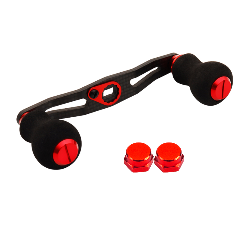 Jitai 8*5/7*4Mm Gat Carbon Visserij-reel Handvat Voor Baitcasting/Spinning Wielen Zwart Eva knoppen Vissen Accessoires Rocker: RED / 7X4MM