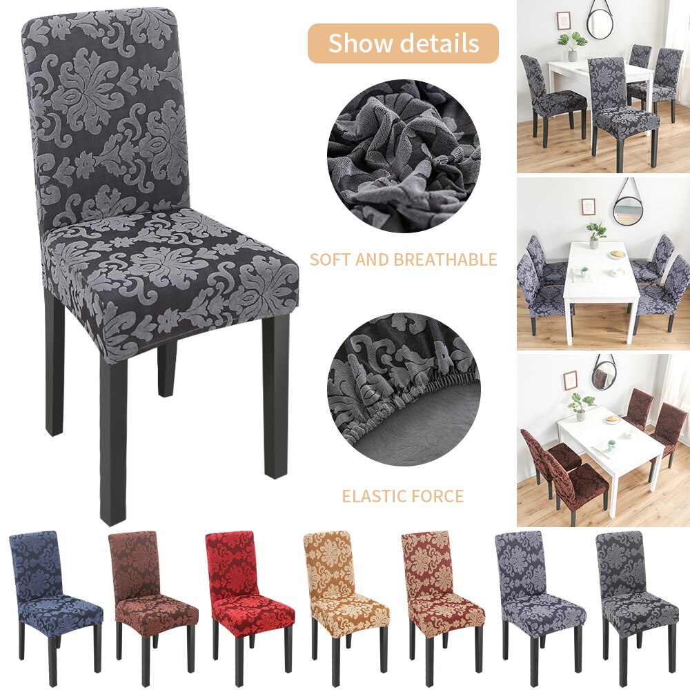 Elastic Chair Cover Printed Removable Jacquard Slipcover Anti-dirty Dining Seat Cover Protector For Home Restaurant Hotel Office