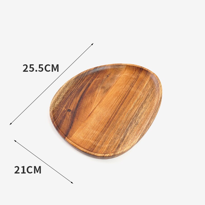 Japanese Natural Wood Plate Food Dessert Bread Serving Platter Fruit Breakfast Dishes Tray Sushi Salad Dinnerware Plate Stand: 21 X 25.5 CM
