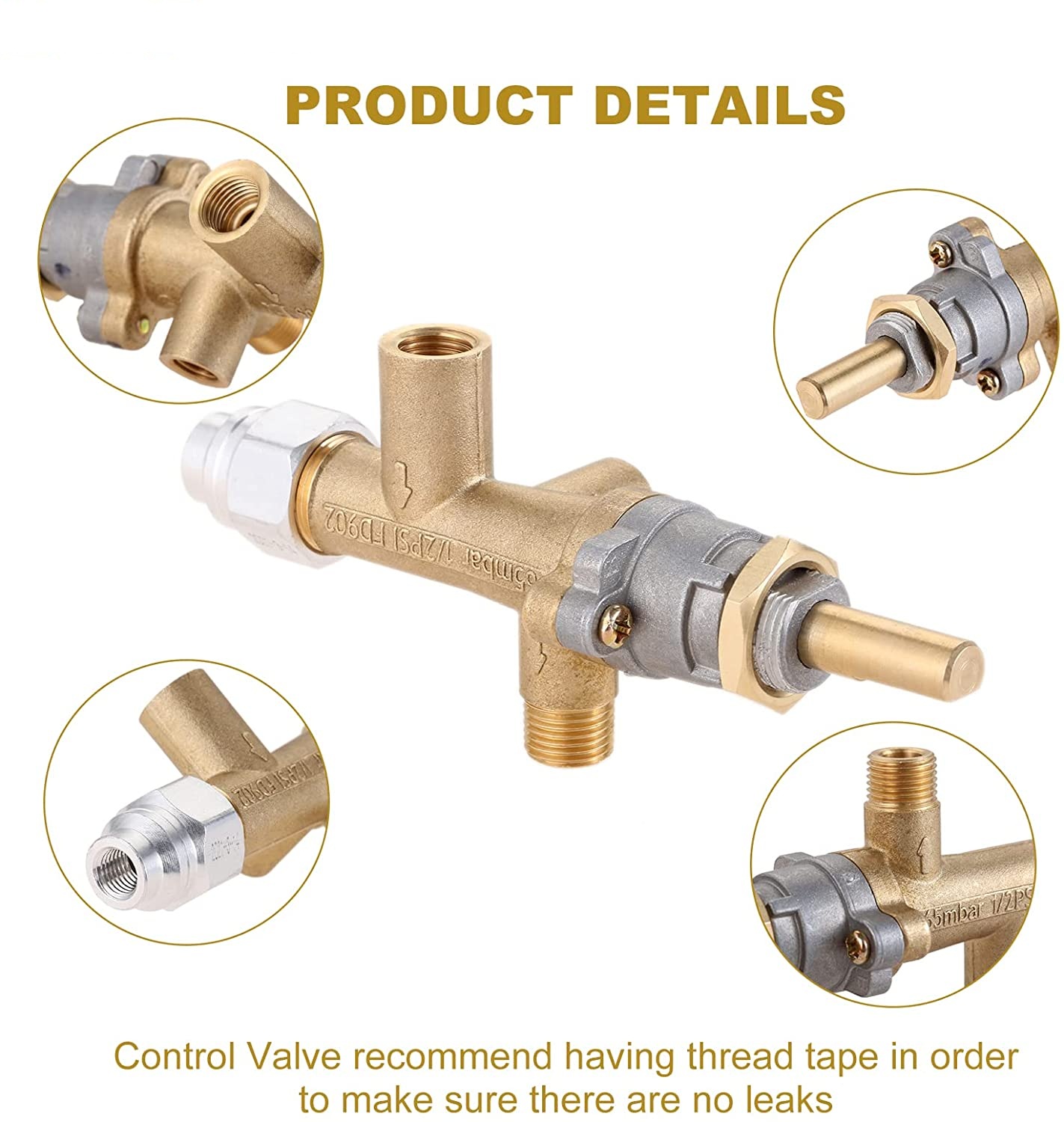 1pc Safety Patio Heater Room Space Heater Main Control Valve with Pilot Port fit for Low Pressure Gas Patio Burner Connection