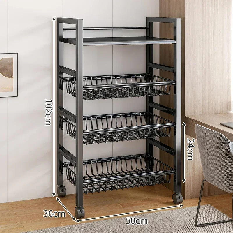 Carro de cesta de verduras para cocina, estante de almacenamiento multifuncional, carrito rodante móvil para fruta, horno microondas, organizador de cocina: Púrpura claro