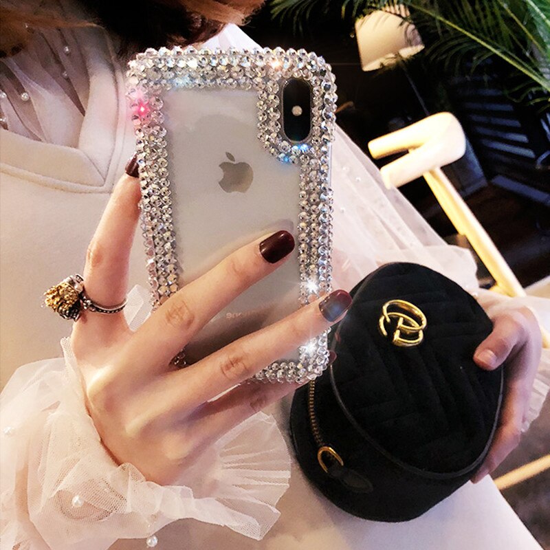 Ayeena Luxury Handmade Diamond Phone Case For Iphone 8 7 7P Bling 3D Clear Rhinestone Case For Iphone X 8 6 6plus 5 5S SE XS MAX