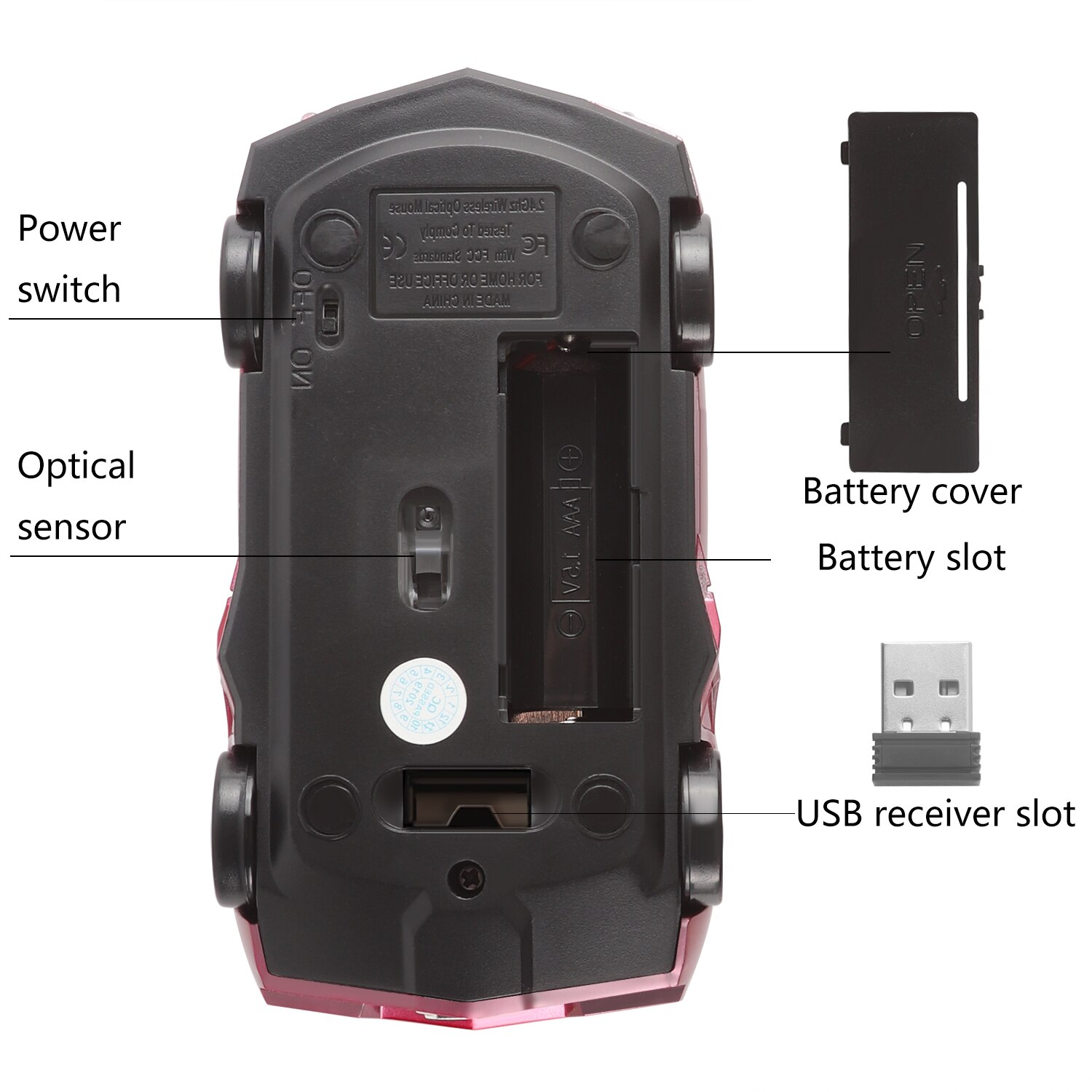USB Computer Mouse Mini Gaming Mice Sports Car Shaped Wireless Mouse 3D 1600DPI Optical Ergonomic Office Mause For PC Kid