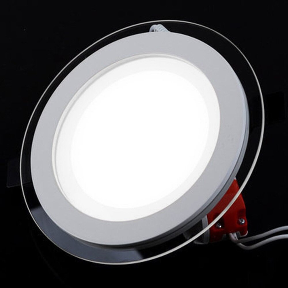 Høy lysstyrke smart dimbar led-glass downlight rund form glasspanellys takinnfelte lamper 6/12/15w