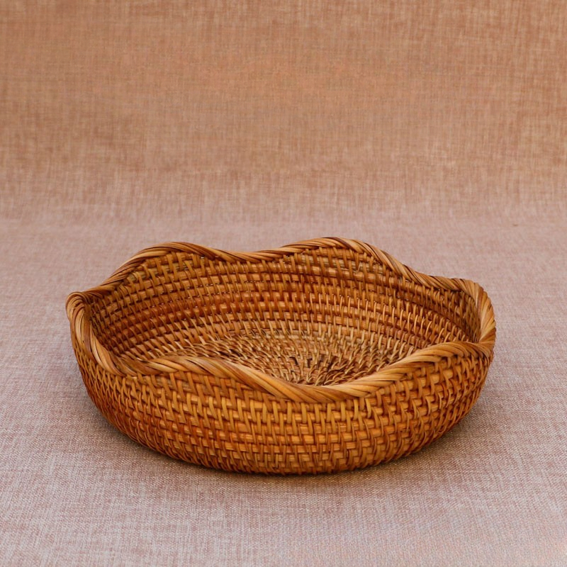 retro handgemachter geflochtener Korb Rattan geflochtenes Material Aufbewahrungskorb Heimat Wasser Obstkorb dekorative Aufbewahrung Bambuskorb