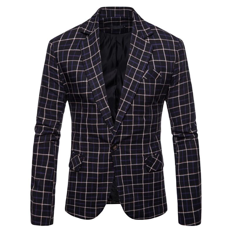 YUNCLOS Slim Fit Business Männer Anzug Blazer Klassische Plaid Gedruckt Anzug Jacke Casual Männlichen Blazer Prom Blazer: Schwarz / XXL