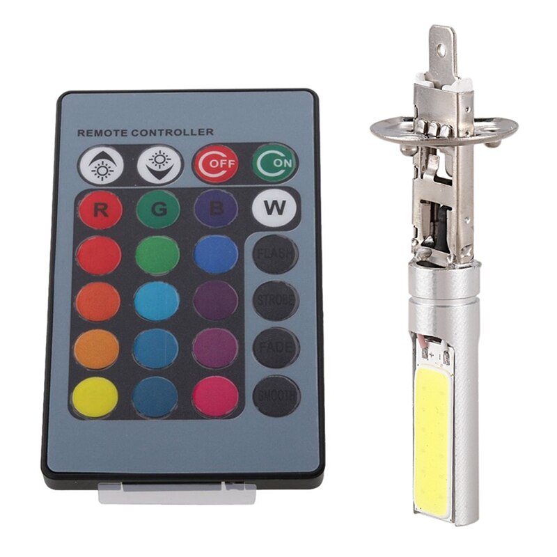 1 set  h1 h3 880 881 5050 led 12 smd rgb auto koplamp mistlamp lamp + afstandsbediening  - h1 & 2x h1 xenon wit 6000k 7.5w cob l