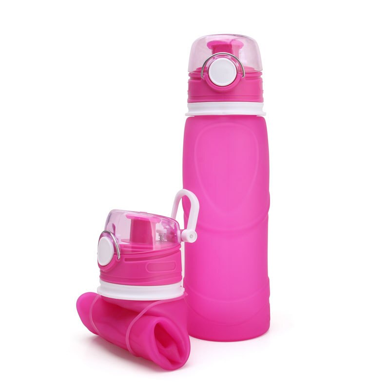 Bpa Gratis Draagbare Siliconen Sport Squeeze Water Flessen Inklapbare Opvouwbare Herbruikbare Fles Voor Water Reizen Fiets Fles: 750ml Pink