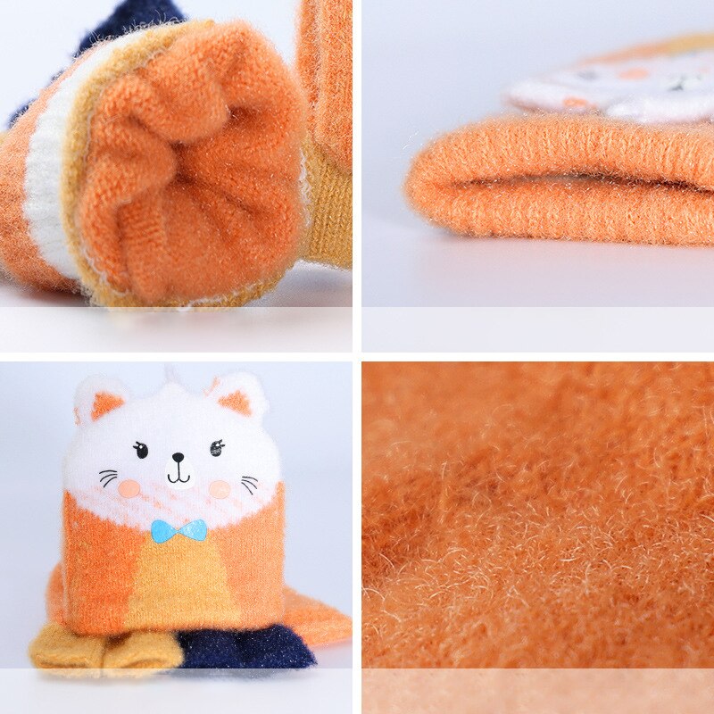 Kids Winter Warm Thicken Handschoenen Meisjes Zachte Half Vinger Cover Dier Vingerloze Handschoenen Outdoor Warme Wanten Handschoenen Voor Kids 5-12Y