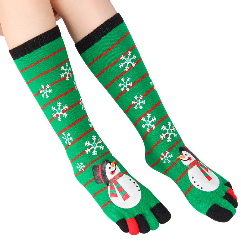 Aitonoble Girls and Women Christmas Socks Toes Socks Christmas Socks Fall Winter Socks Socks: Green snowman