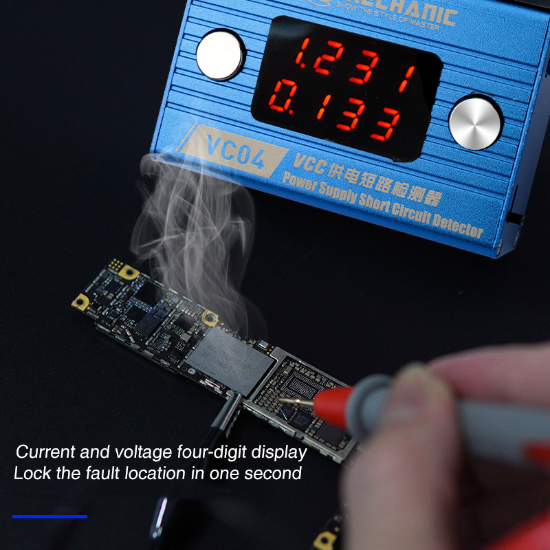 MECHANIC VC04 Short Circuit Detector 1.2V 1.8V 3.0V 3.8V Output Voltage 25A VCC Power Supply Phone Repair Shortkiller